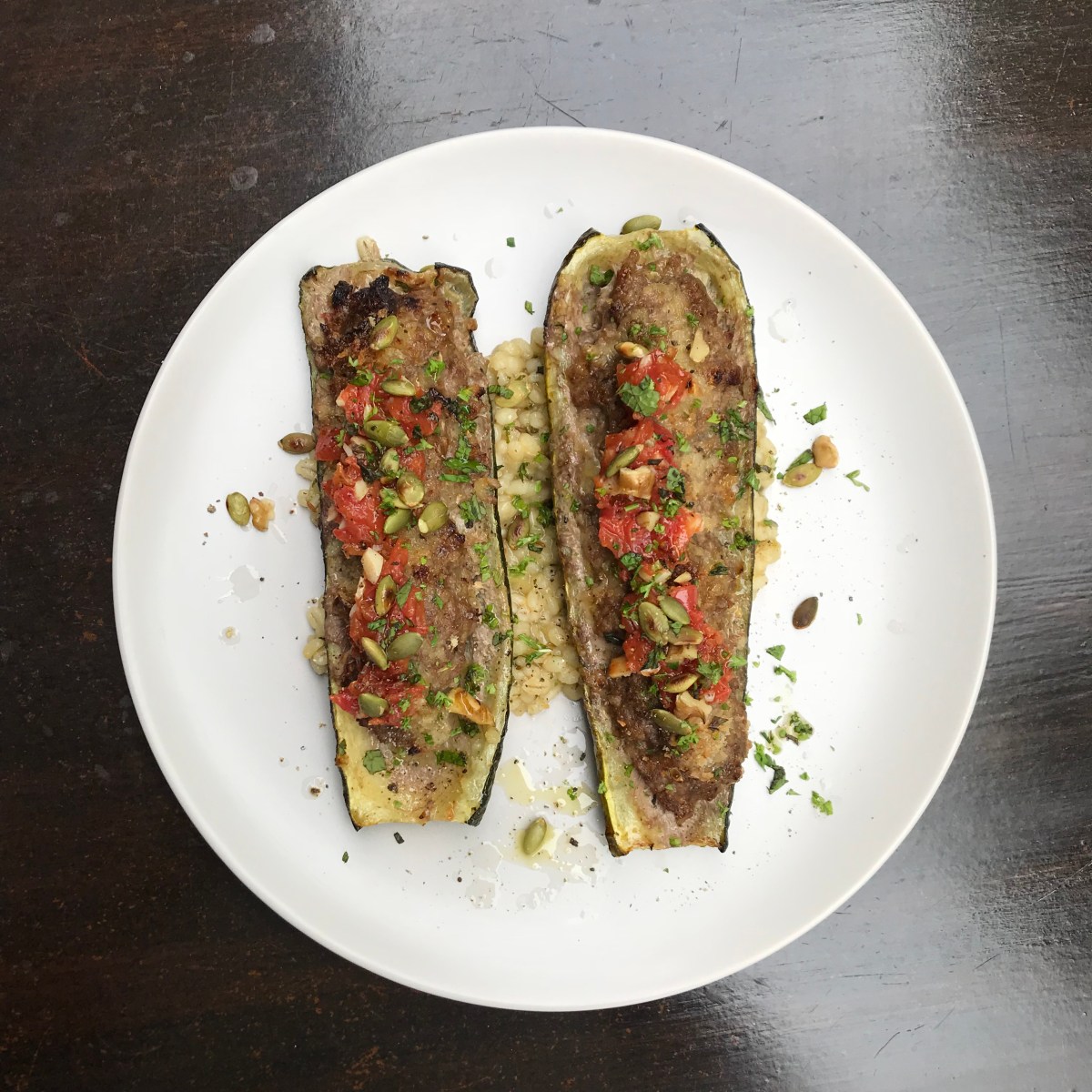 Lamb Stuffed Courgettes